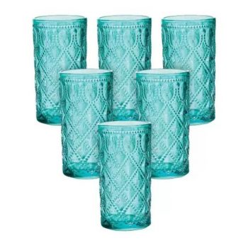 Jogo de Copos de Vidro Royal Turquesa 380ml - Casambiente