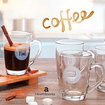 Jogo de Xícaras de Café 230ml em Vidro Coffee Time - Casambiente XIVI012