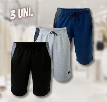 Kit 3 Bermuda Moletom Masculina Original