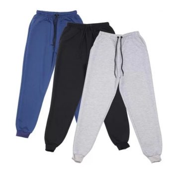 Kit 3 Calças Moletom Moletinho Life Masculina Básica Casual