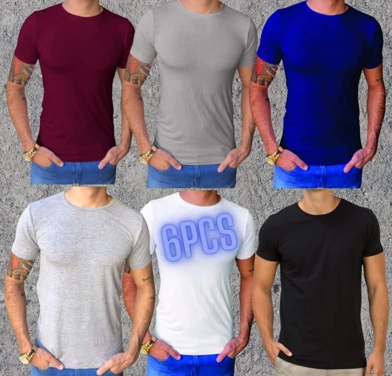 Kit 6 Camisetas Slim Fit Masculinas - Promotop