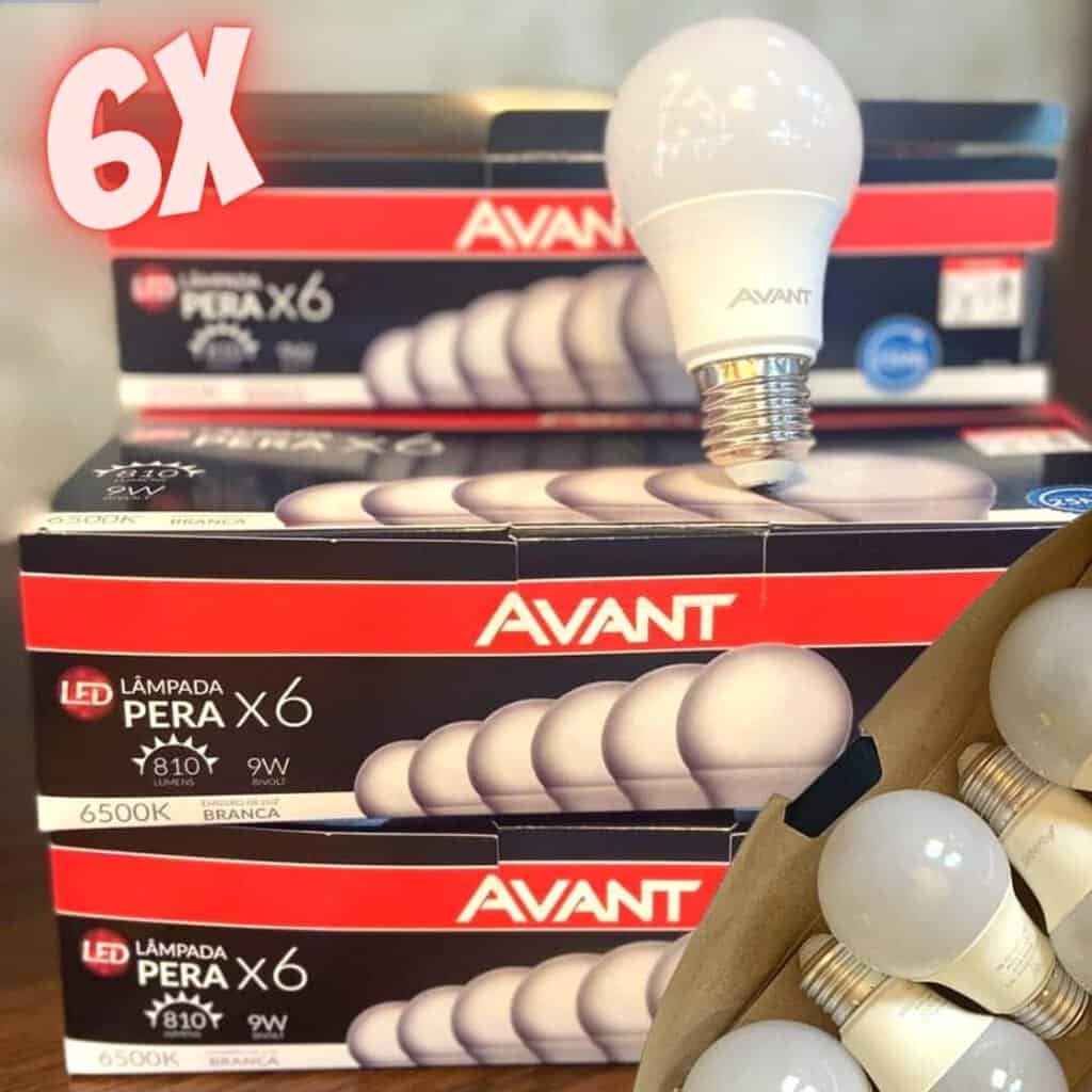 Kit 6 Lâmpadas Pera Led 9w Luz Branca 6500k Soquete E27 Bivolt Avant 4927