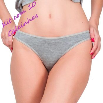 Kit com 10 Calcinhas Modelo Tanga de Algodão