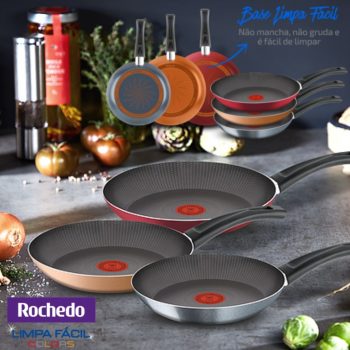 Kit de Frigideiras Antiaderente Rochedo Limpa Fácil Colors 3 Peças