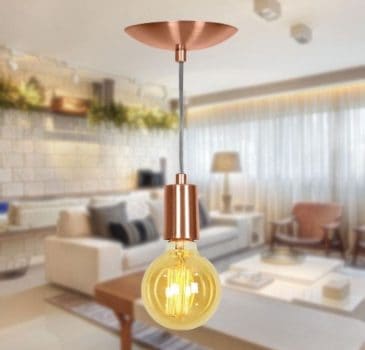 Lustre Pendente Tubo Cilindro Alumínio Cobre Fio 1.20m