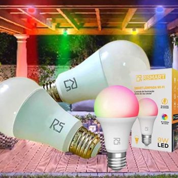 Smart Lâmpada Inteligente RSmart Wi-Fi LED 9W, Bivolt, Branco Frio e Quente e RGBW, Compatível com Alexa