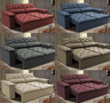 Sofá Retrátil e Reclinável Cama inBox Compact 1,50m Tecido Suede Velusoft