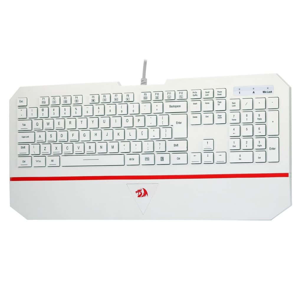 Teclado Membrana Redragon Karura 2, Apoio de Pulso, Atalhos Multimídas, ABNT2, Branco - K502W-N