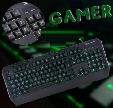 Teclado Usb Gamer Draco Com Macros, Multimidia Led 3 Cores Cabo 1.8 Metros Abnt2 Preto - Gt400 - Vinik