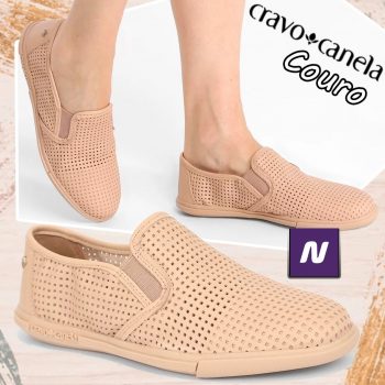 Tênis Couro Cravo & Canela Slip On Perfuros Feminino