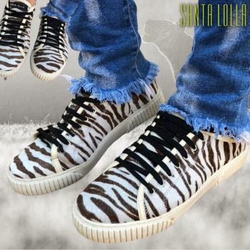 Tênis Couro Santa Lolla Animal Print Pelo Feminino
