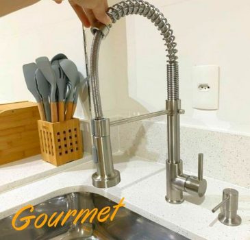 Torneira para Cozinha Gourmet de Mesa com Mola - Monocomando Cromado Nell AM-01