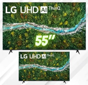 2021 Smart TV LG 55" 4K UHD 55UP7750 WiFi Bluetooth HDR Inteligência Artificial ThinQAI Smart Magic Google Alexa