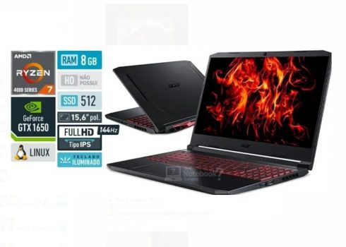 ACER Notebook Gamer Aspire Nitro 5 AN515-44-R11B AMD Ryzen 7 8GB 512GB SSD GTX1650 15,6' Endless, black