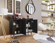 Aparador buffet 2 portas pés palito estilo retrô jade Preto - Comprar Moveis Em Casa