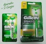 Aparelho de Barbear Gillette Mach3 Acqua-Grip Sensitive + 2 Cargas