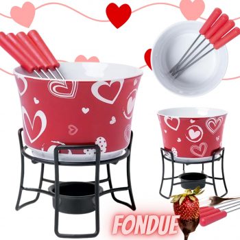 Aparelho de Fondue Cerâmica Brinox Vermelho - 6 Peças 1256/104