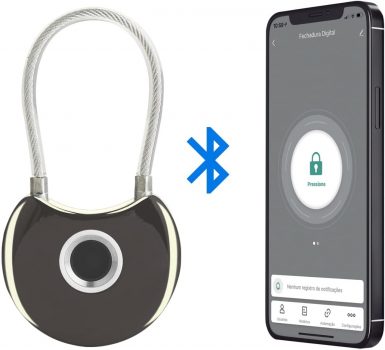 Cadeado digital bluetooth Q1C, bateria recarregável, app celular