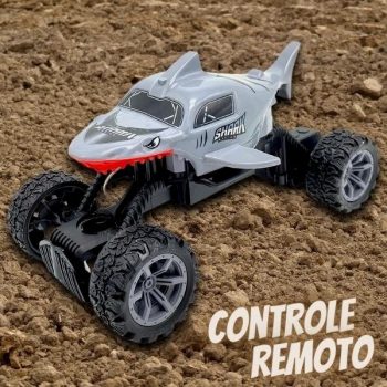 Carro de Controle Remoto Animal Tubarão CKS Toys AC-01 Cinza