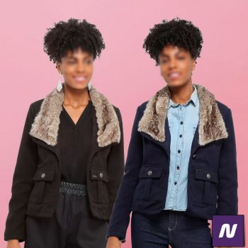Casaco Queen's Gola Pelo Bolsos Feminino