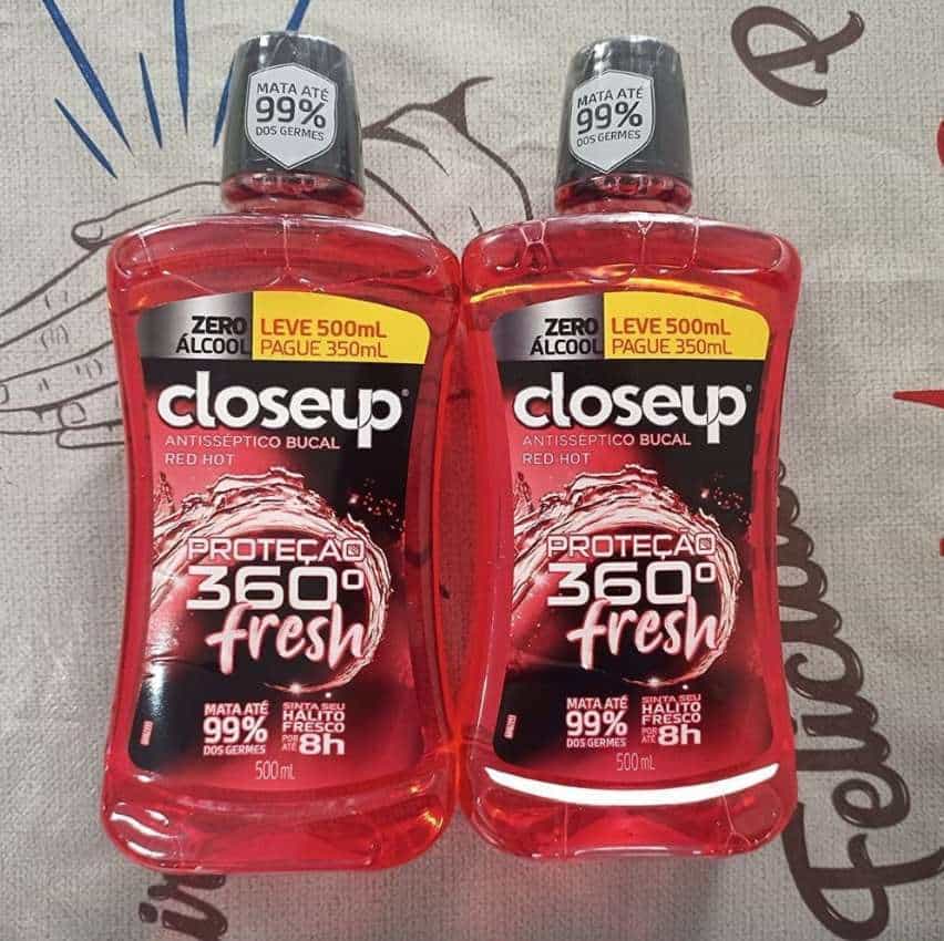 Close Up Enxaguante Bucal Antisséptico Zero Álcool Red Hot Proteção 360° Fresh Frasco Leve 500Ml Pague 350Ml