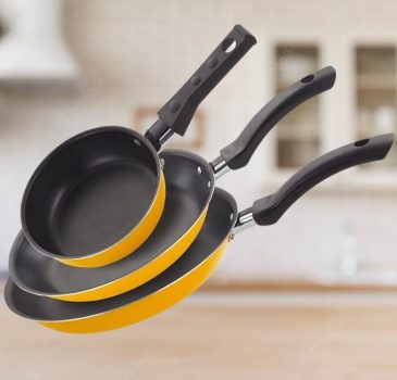 Conjunto De Frigideiras Antiaderente 3 Peças Nacional amarelo