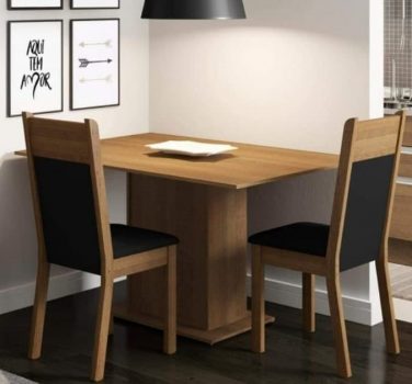 Conjunto Sala de Jantar Madesa Gabi Mesa Tampo de Madeira com 2 Cadeiras