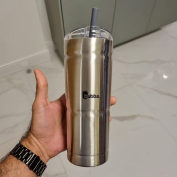 Copo de aço inoxidável térmico Bubba Envy S com canudo, 710 ml, tampa transparente