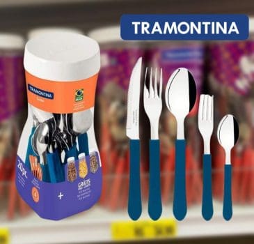 Faqueiro Inox 20 peças Leme Azul - Tramontina