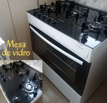 Fogão Atlas 5 Bocas Mônaco Top Glass com Mesa de Vidro Bivolt – Branco