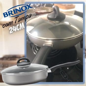 Frigideira Alta com Tampa, Chilli, 24cm, Prata, Brinox