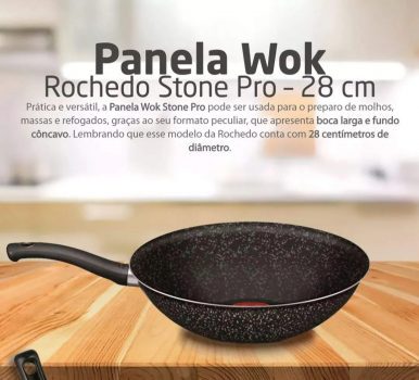 Frigideira Wok Antiaderente Rochedo Stone Pro 28