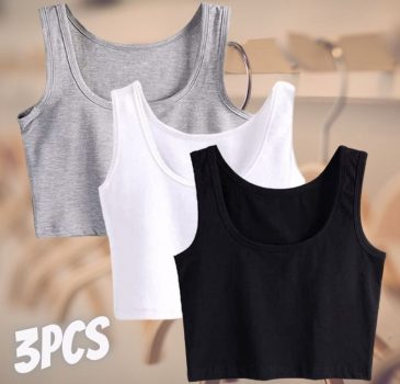 Kit 3 Blusas Cropped Blusinha Feminina Tshirt Regata Basic Fashion