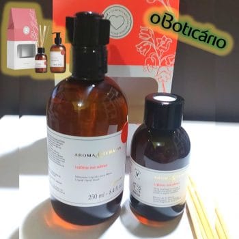 Kit Presente Aroma e Terapia Calma na Alma: Difusor de Ambiente Aromatizador com Varetas 100ml + Sabonete Líquido para Mãos 250ml