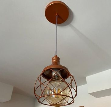 Lustre Pendente Esfera Aramado Cobre 15cm
