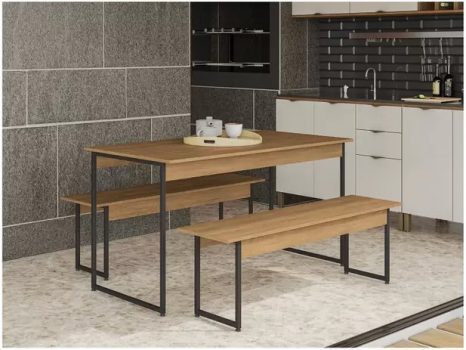 Mesa 2 Bancos Retangular Industrial - Crome