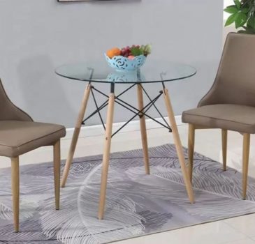 Mesa de Jantar 4 Lugares Redonda Tampo de Vidro