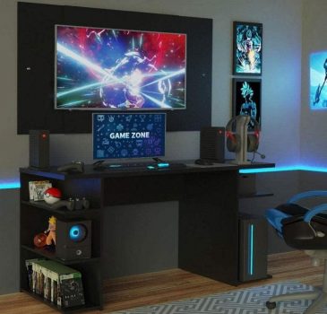 Mesa Gamer Madesa 9409 e Painel para Tv até 58 Polegadas - Preto
