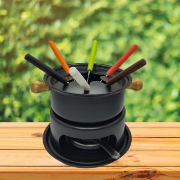 Panela de Fondue Preta 16cm 11 peças - Casambiente