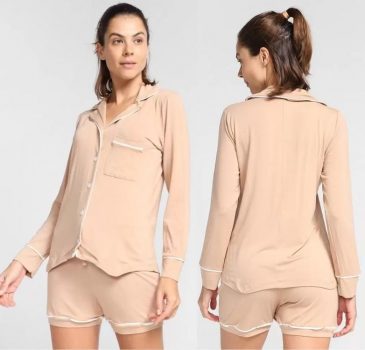 Pijama Curto Volare Shorts Com Camisa Feminino - Tam. G