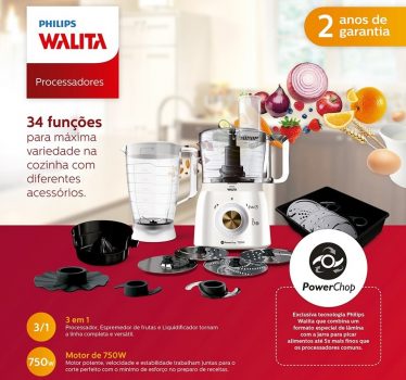 Processador de Alimentos Philips Walita RI7636 750W Branco/Dourado 127V
