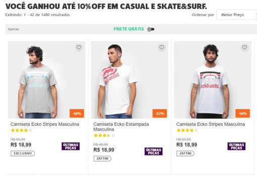 Seleção de Camisetas com 10% de DESCONTO