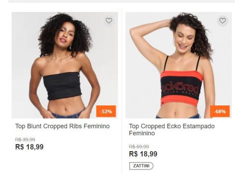 Seleção de Cropped e Regatas com 10% de DESCONTO