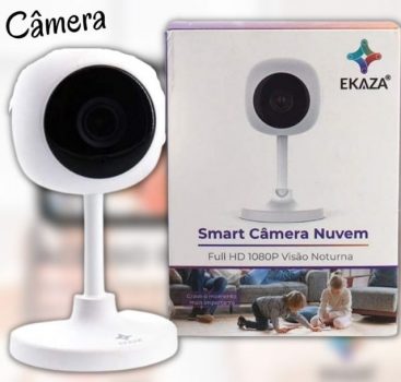 Smart Câmera ET com Visão Noturna 1080p, EKAZA, EKVZ-R4114, Branco e Preto