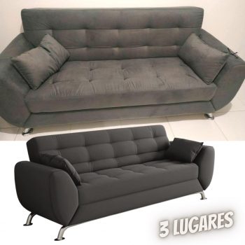 Sofá 3 Lugares Linoforte Larissa em Tecido Suede 204 cm de largura