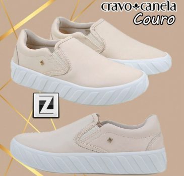 Tênis Couro Cravo e Canela Slip On Feminino