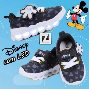 Tênis Infantil Disney Mickey C/ Led Masculino
