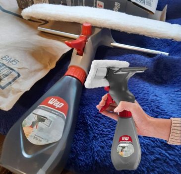 WAP Rodo Limpa Vidros 3 em 1 MOP Spray com Reservatório 300 ml Multiuso com Refil Pano de Microfibra