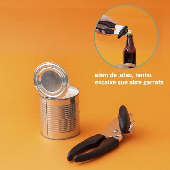 Abridor de Latas Inox Multiuso Preto - Oikos