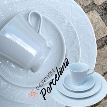 Aparelho de Jantar Chá 20 Peças Germer Porcelana - Redondo Branco Folk